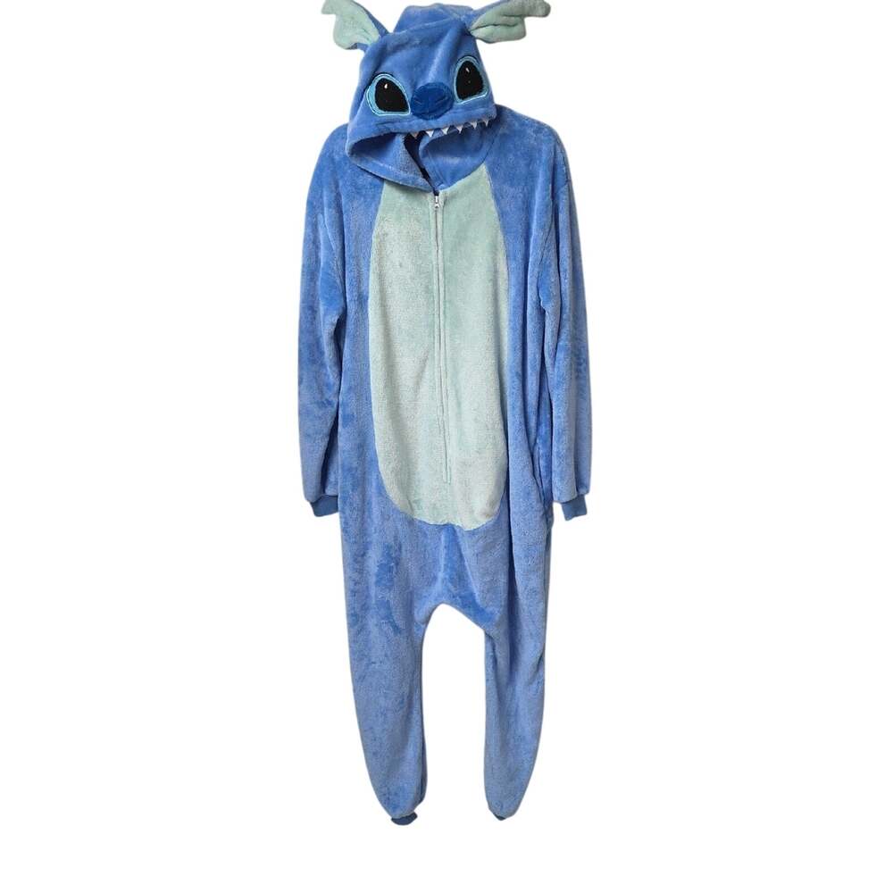 Disney Stich Character Union Suit With Hood One Piece Jumpsuit Adult Size Medium